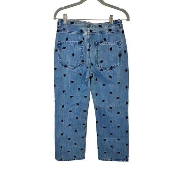 Wide Leg Embroidered Crop Jeans - Picture 3 of 5